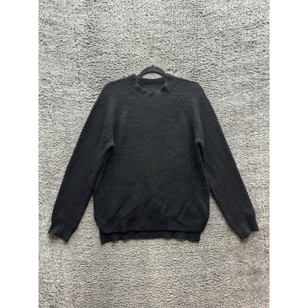 Sunny Ribbed Knit Cashmere Crewneck Pullover Winter  Sweater‎ Black Mens Size 1